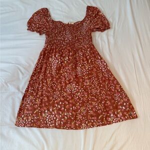 Roxy Floral Dress Womens M Smocked Puff Sleeve Boho Mini Sundress